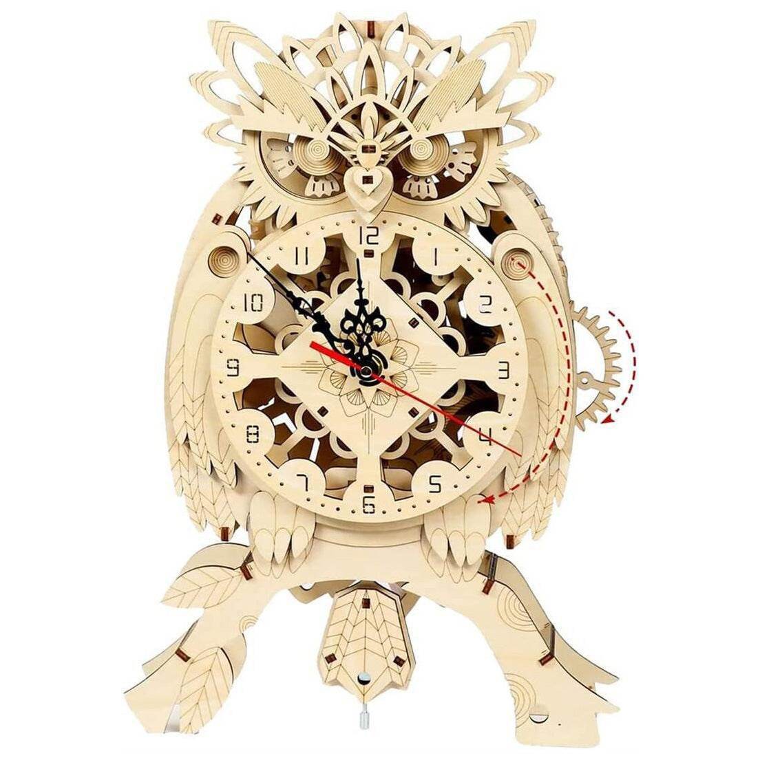 GUMOcrafts 3D Wooden Owl Clock Puzzle - DIY Model for Home Decor & Christmas Gifts - GUMOCRAFTS