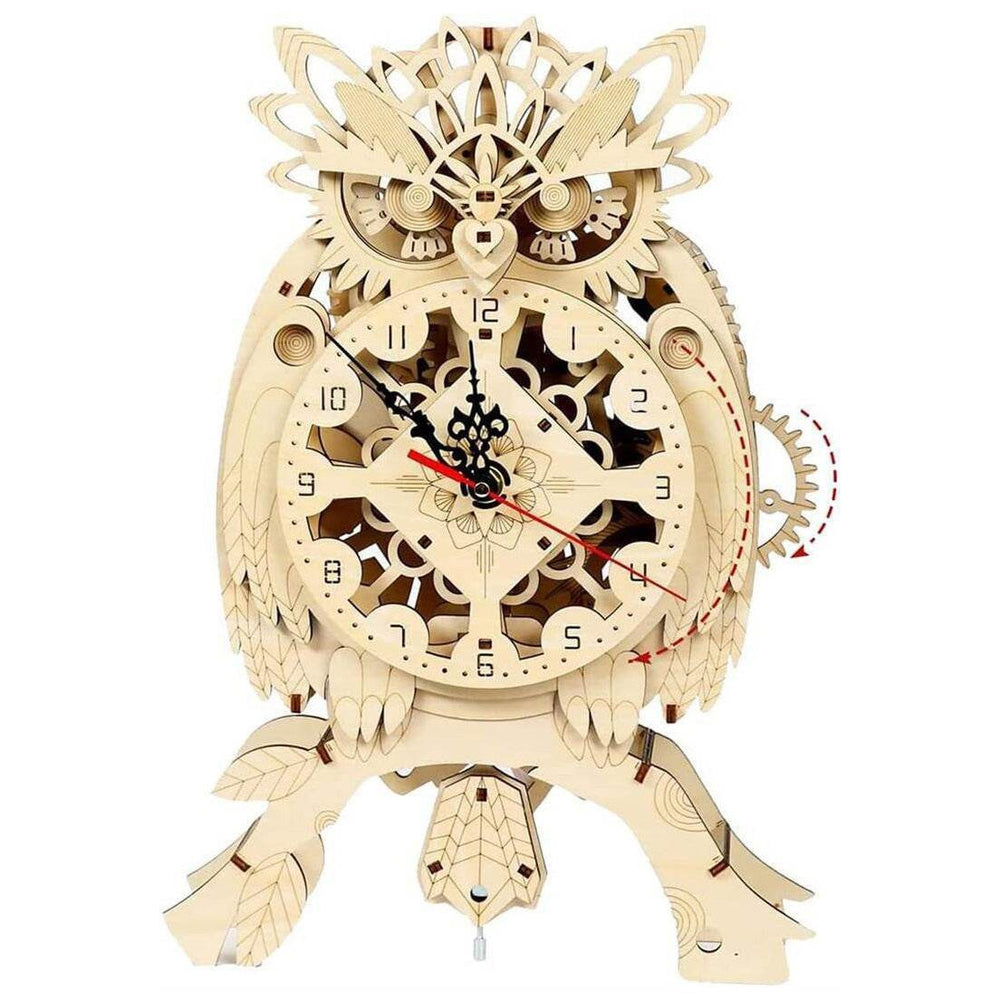 GUMOcrafts 3D Wooden Owl Clock Puzzle - DIY Model for Home Decor & Christmas Gifts - GUMOCRAFTS