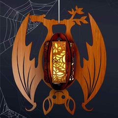 GUMOcrafts Halloween Wooden Bat Lantern - Hanging Decor for Party & Home - GUMOCRAFTS