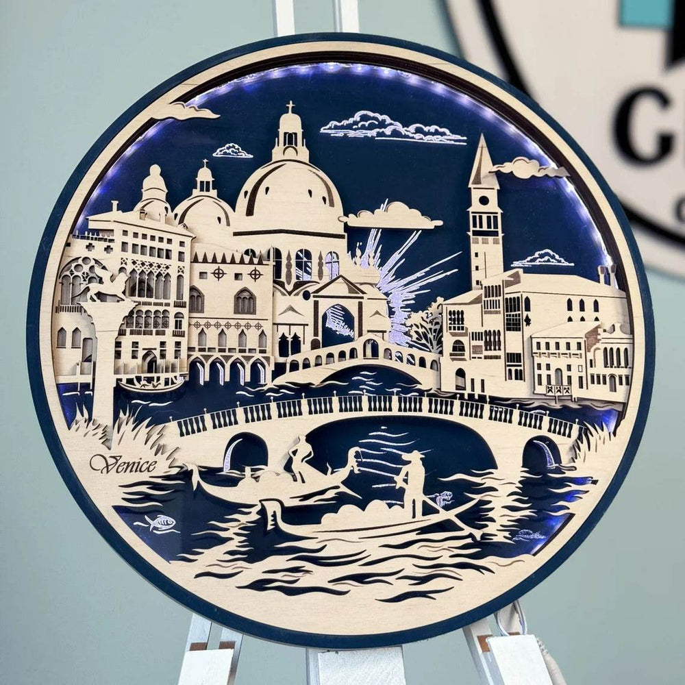 GUMOcrafts 3D Wooden World Landmark Night Light - City Scene Wall Decor & Custom Art - GUMOCRAFTS