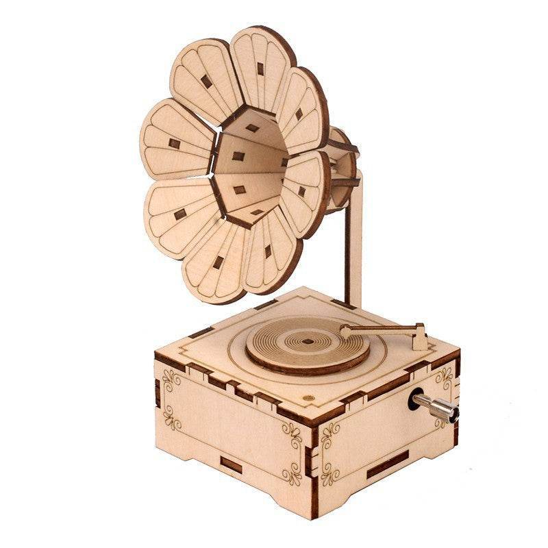 3D Wooden Gramophone Music Box Puzzle - DIY Craft & Kids Educational Toy - GUMOCRAFTS