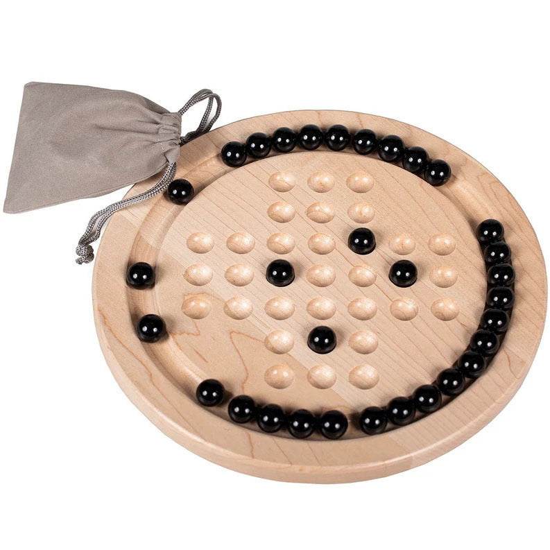 Wooden Solitaire Board Game - Logic Training Puzzle for Kids & Adults - GUMOCRAFTS