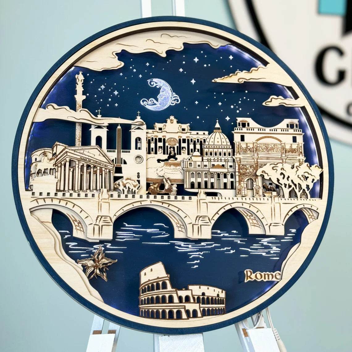 GUMOcrafts 3D Wooden World Landmark Night Light - City Scene Wall Decor & Custom Art - GUMOCRAFTS