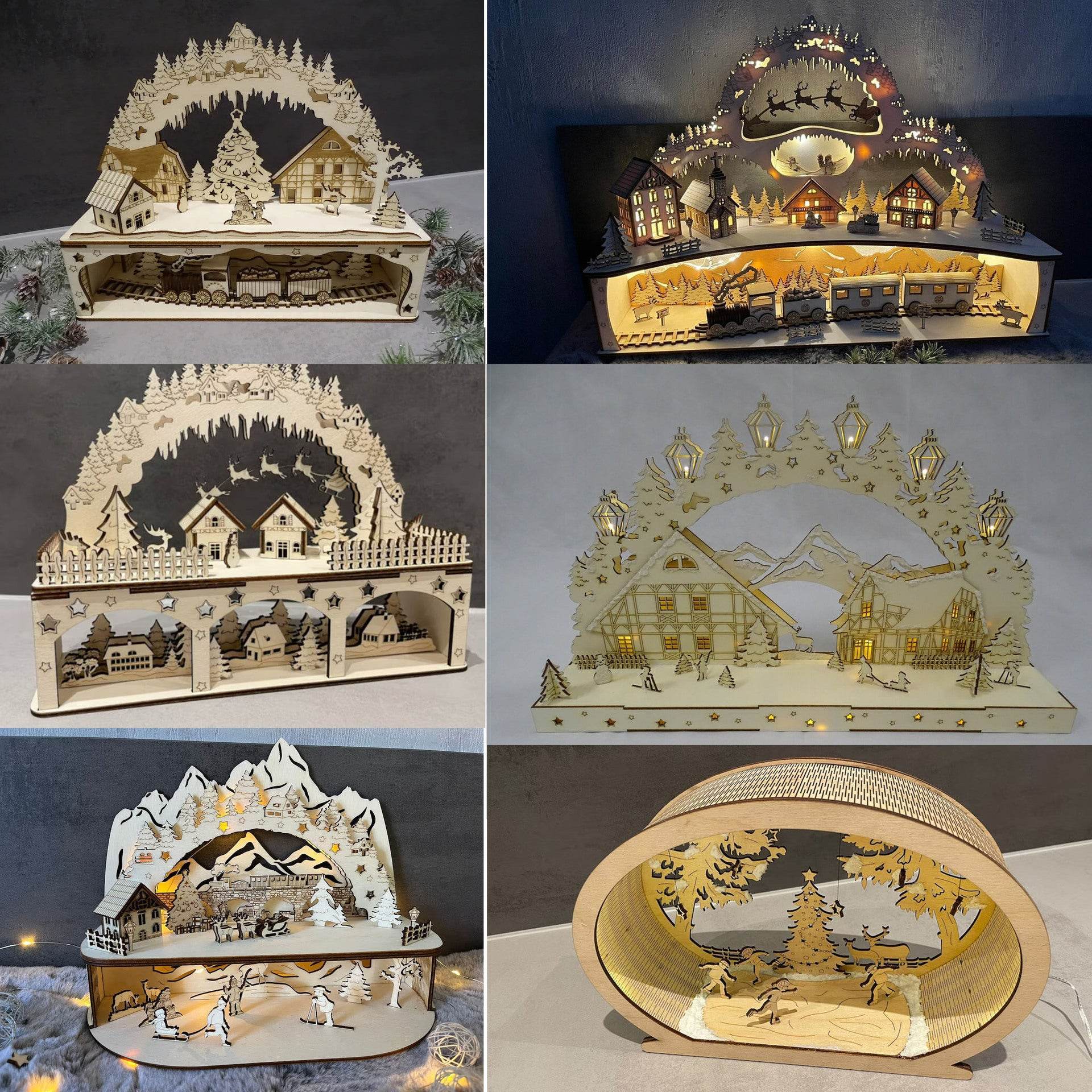 GUMOcrafts Wooden Christmas Arch Scene Decor - Festive Tabletop Ornament & Gift - GUMOCRAFTS