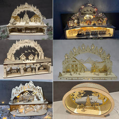 GUMOcrafts Wooden Christmas Arch Scene Decor - Festive Tabletop Ornament & Gift - GUMOCRAFTS