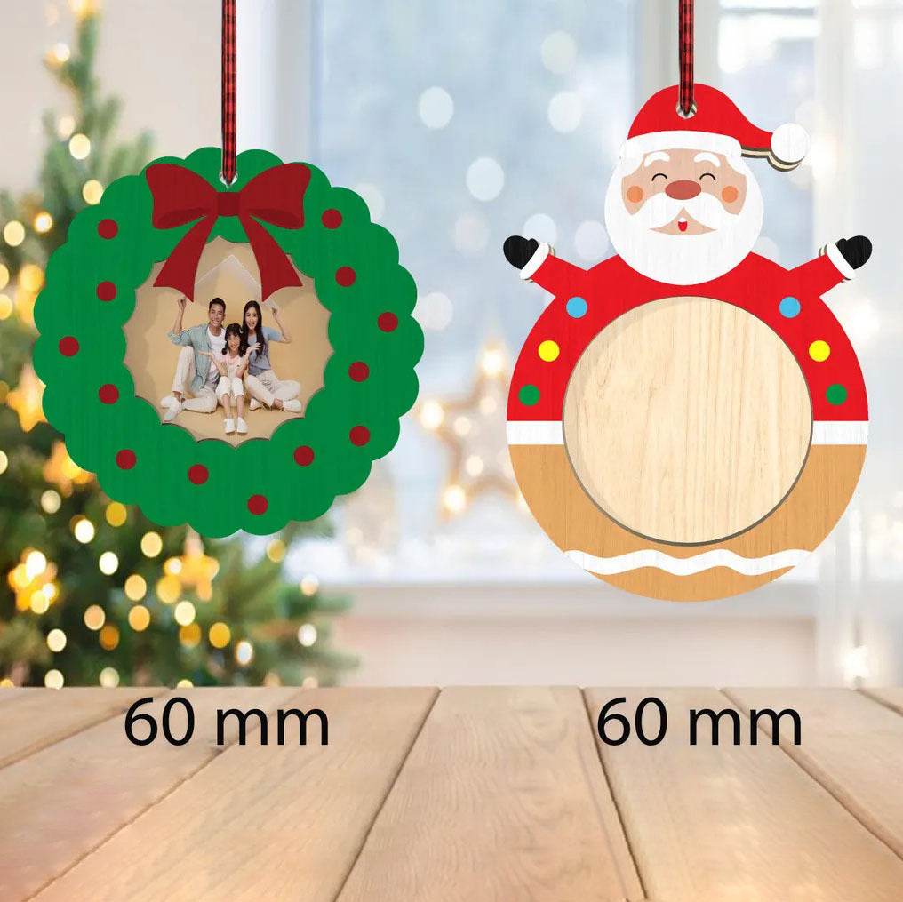 Wooden Christmas Ornaments Set - Customizable Hanging Decor for Tree & Home - GUMOCRAFTS