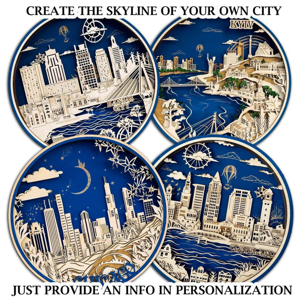 GUMOcrafts 3D Wooden World Landmark Night Light - City Scene Wall Decor & Custom Art - GUMOCRAFTS