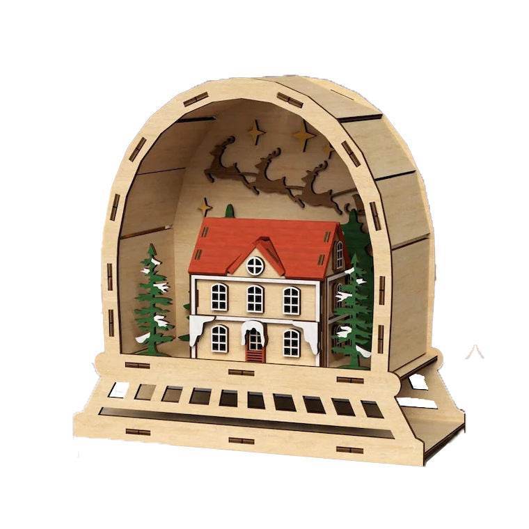 GUMOcrafts Wooden Christmas Decor Set - Church, Village & Nativity Scene Ornament - GUMOCRAFTS