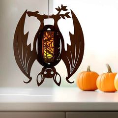 GUMOcrafts Halloween Wooden Bat Lantern - Hanging Decor for Party & Home - GUMOCRAFTS