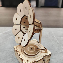 3D Wooden Gramophone Music Box Puzzle - DIY Craft & Kids Educational Toy - GUMOCRAFTS
