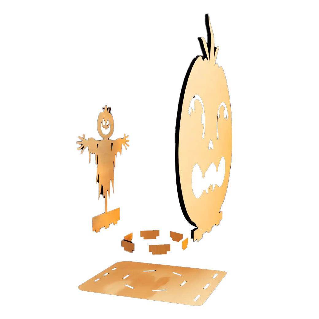 GUMOcrafts Halloween Wooden Candle Holder Set - Spooky Table Decor for Parties & Home - GUMOCRAFTS