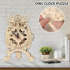 GUMOcrafts 3D Wooden Owl Clock Puzzle - DIY Model for Home Decor & Christmas Gifts - GUMOCRAFTS