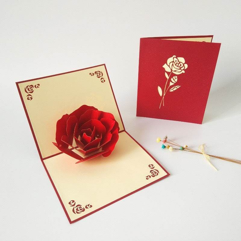 GUMOcrafts 3D Pop-Up Rose Card - Valentine's Day, Wedding & Romantic Gifting - GUMOCRAFTS