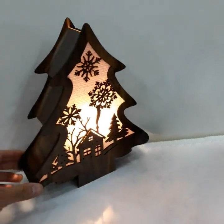 GUMOcrafts Wooden Christmas Tree Light Box - Festive Tabletop Decor & Party Ambience - GUMOCRAFTS
