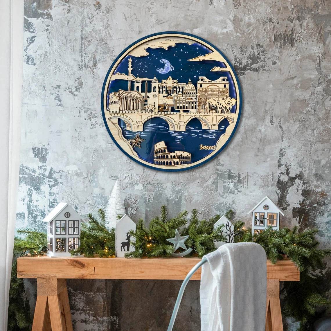 GUMOcrafts 3D Wooden World Landmark Night Light - City Scene Wall Decor & Custom Art - GUMOCRAFTS