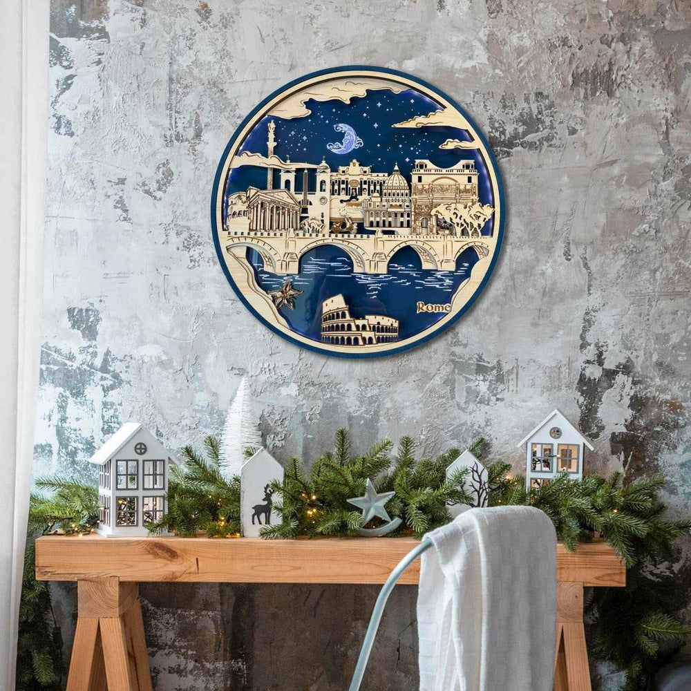 GUMOcrafts 3D Wooden World Landmark Night Light - City Scene Wall Decor & Custom Art - GUMOCRAFTS