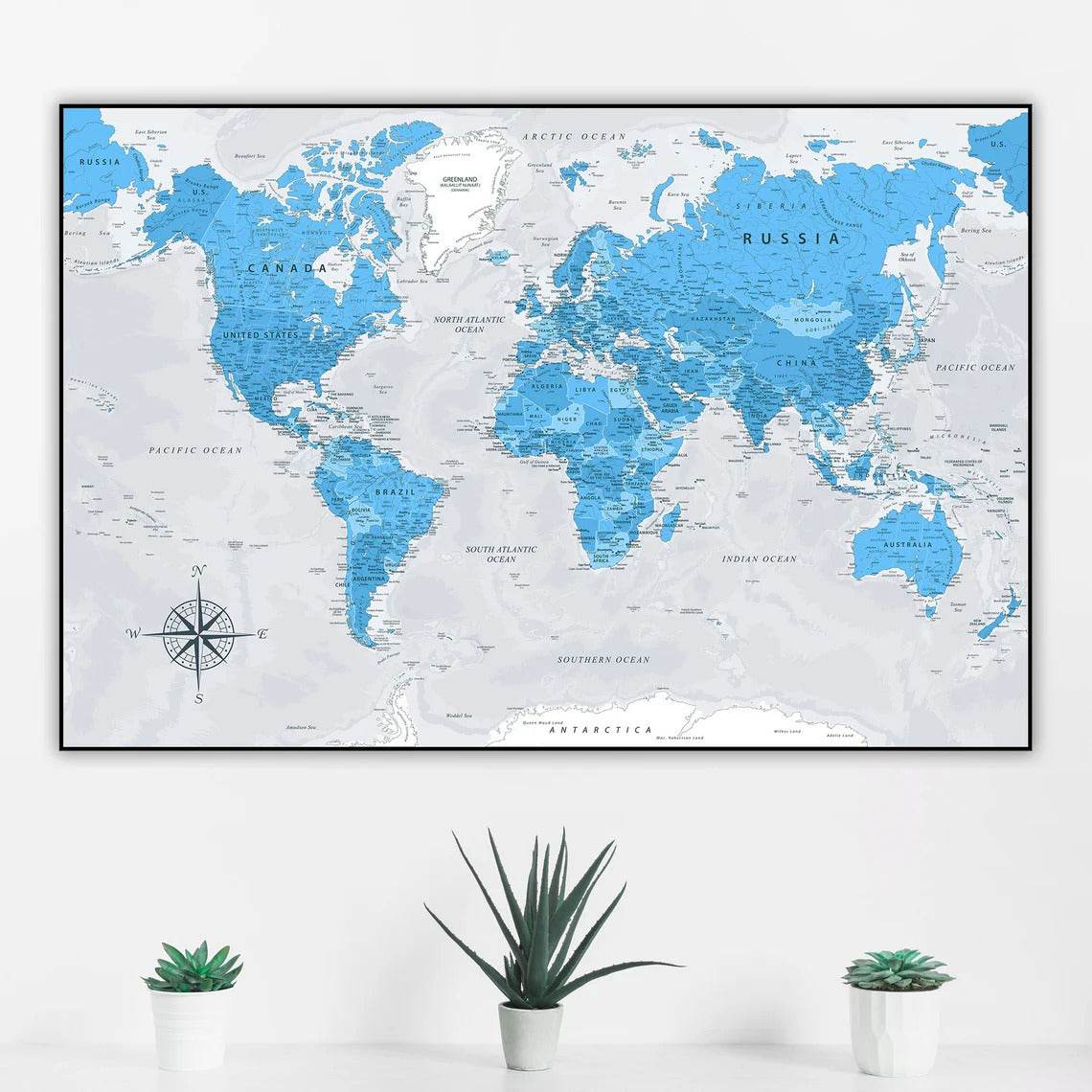 GUMOcrafts World Map Wall Decor - Custom Hanging Art for Home & Office - GUMOCRAFTS