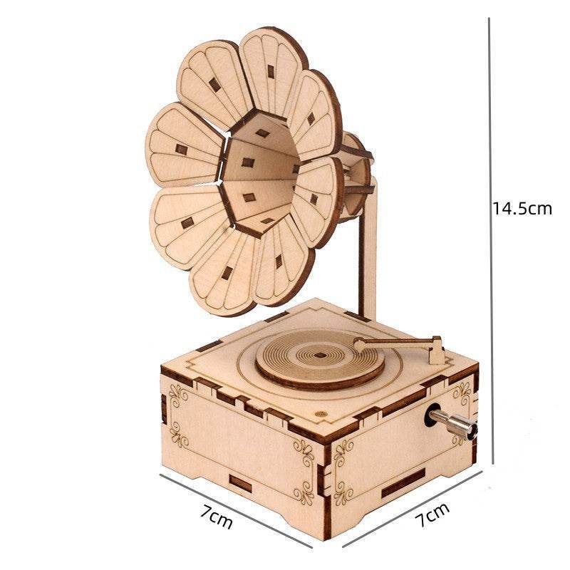 3D Wooden Gramophone Music Box Puzzle - DIY Craft & Kids Educational Toy - GUMOCRAFTS