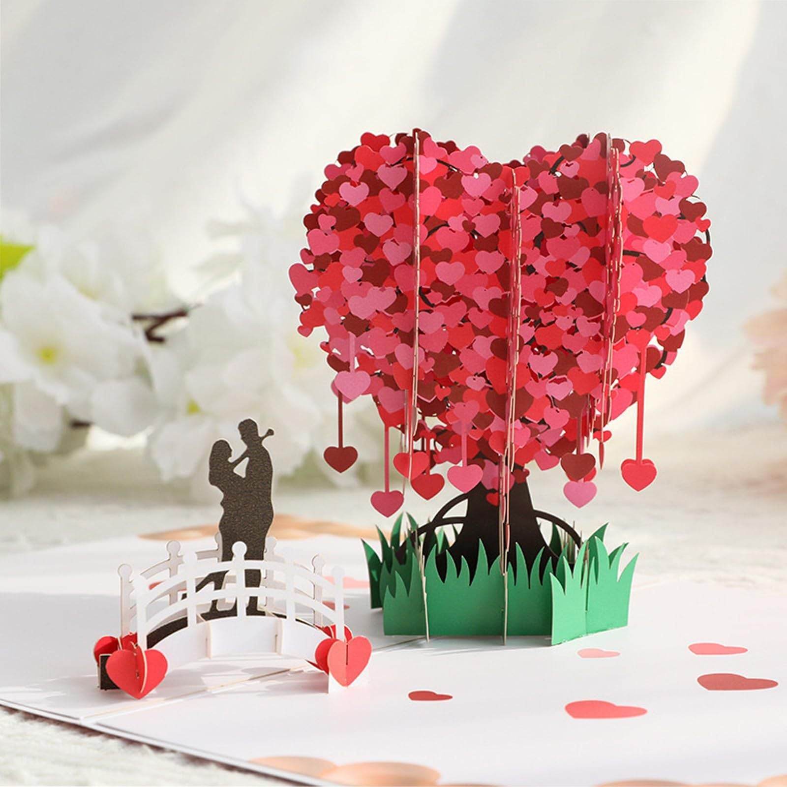 GUMOcrafts 3D Heart Tree Pop-Up Card - Valentine's Day, Mother's Day & Wedding Gift - GUMOCRAFTS