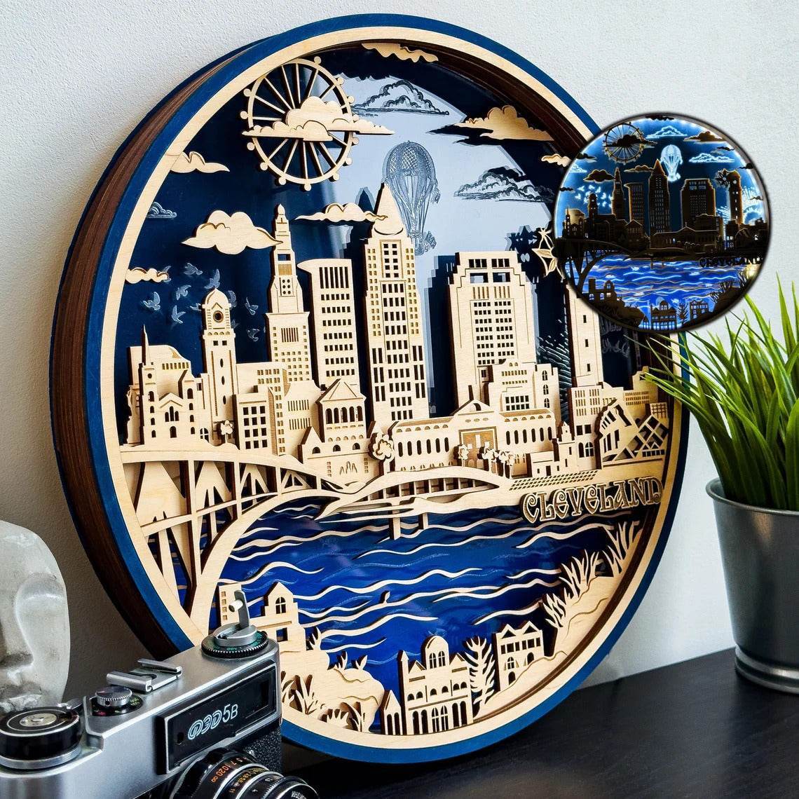 GUMOcrafts 3D Wooden World Landmark Night Light - City Scene Wall Decor & Custom Art - GUMOCRAFTS
