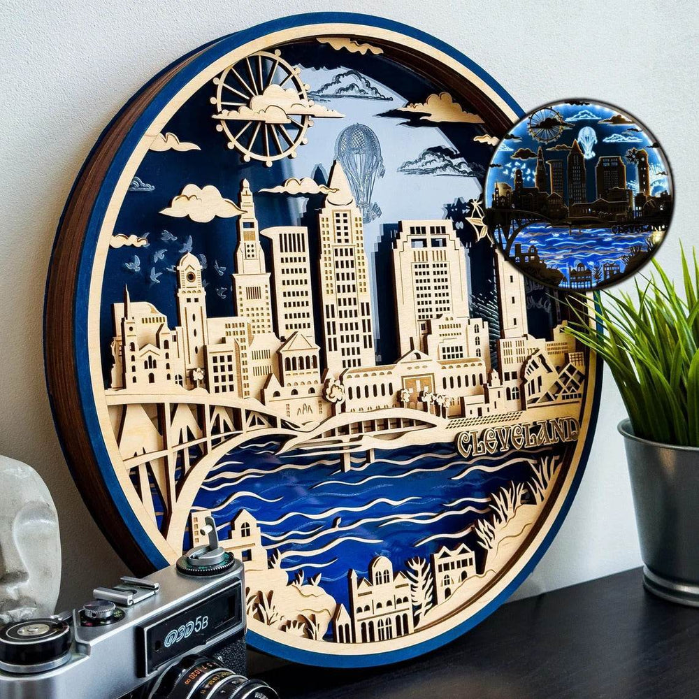 GUMOcrafts 3D Wooden World Landmark Night Light - City Scene Wall Decor & Custom Art - GUMOCRAFTS