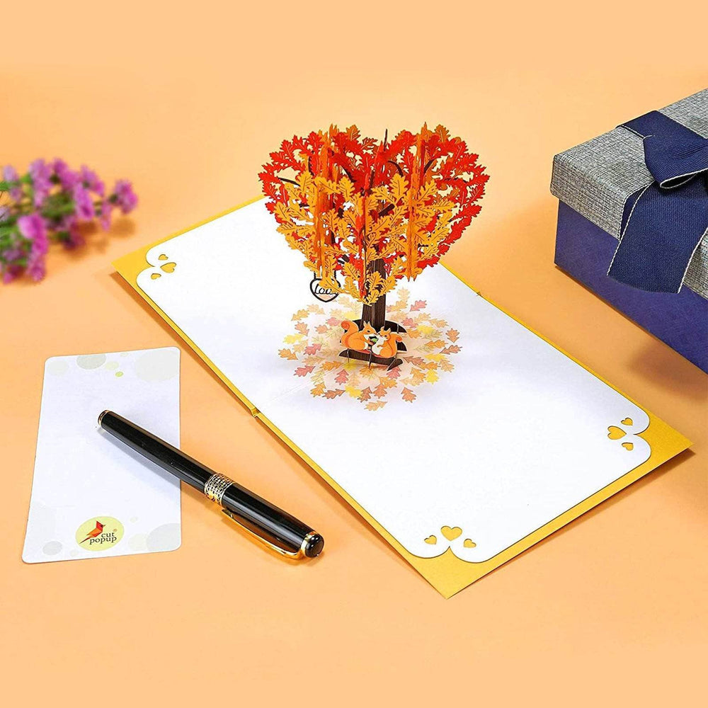 3D Pop-Up Valentine's Day Card - Squirrel Couple Tree Anniversary Gift - GUMOCRAFTS