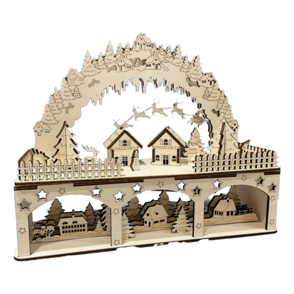 GUMOcrafts Wooden Christmas Arch Scene Decor - Festive Tabletop Ornament & Gift - GUMOCRAFTS