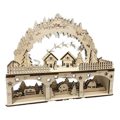 GUMOcrafts Wooden Christmas Arch Scene Decor - Festive Tabletop Ornament & Gift - GUMOCRAFTS