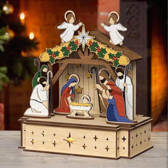 GUMOcrafts Wooden Christmas Decor Set - Church, Village & Nativity Scene Ornament - GUMOCRAFTS